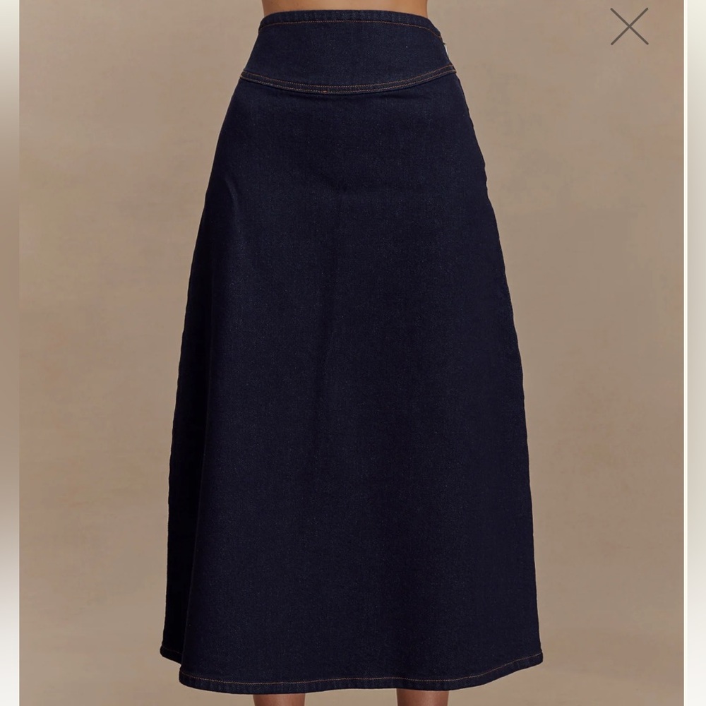 Meshki Cecelia A-Line Denim Midi Skirt - NWT